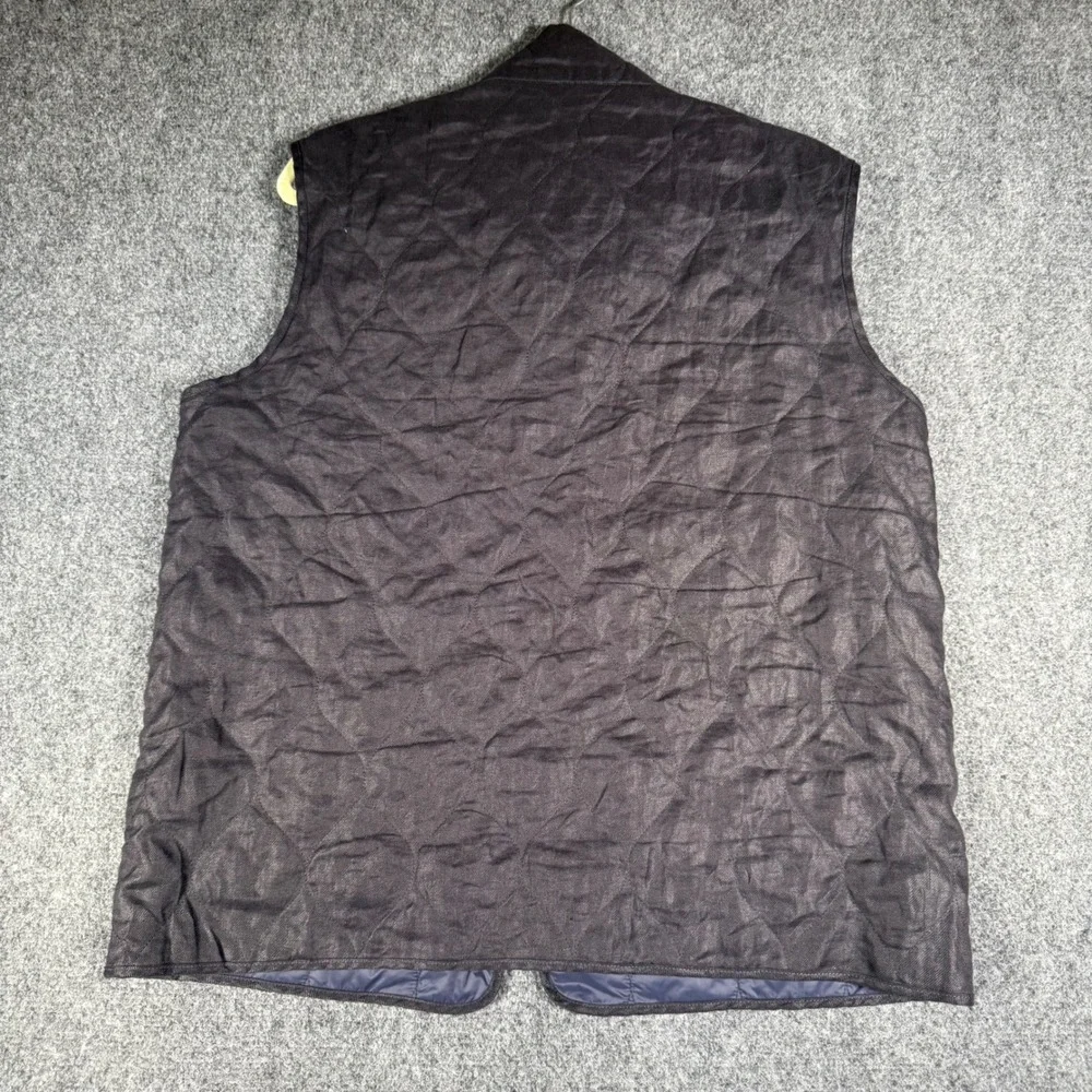 Boglioli Milano Quilted Gilet Vest Mens 44 100% Linen Gray Navy Made in Italy